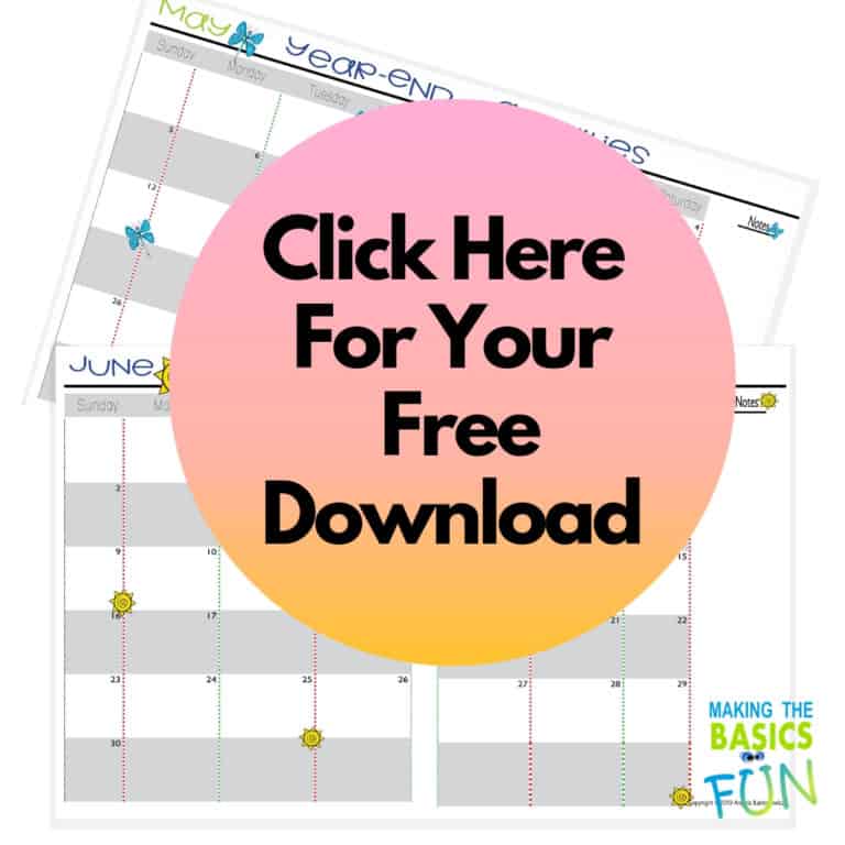 Free Download Planning Calendar For the End of the School year