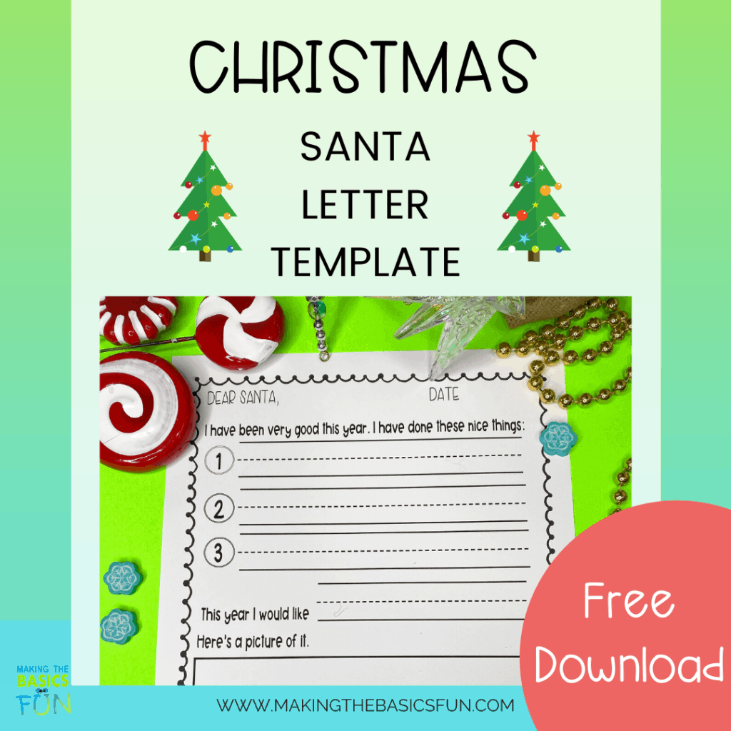 Santa Letter Template surrounded by holiday decorations