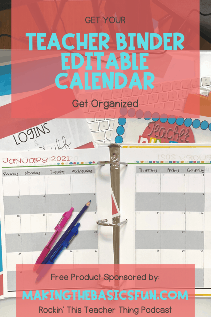 teacher binder starter kit calendar20 21