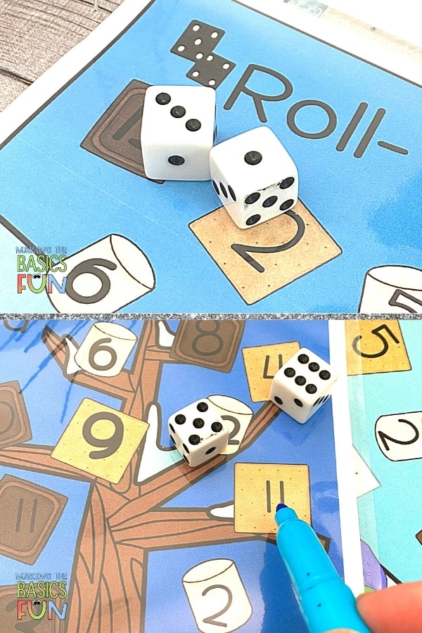 Kindergarten addition dice games December