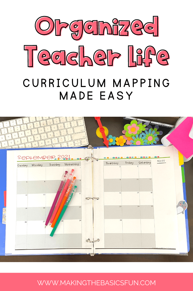 curriculum map template in a binder 3 colored pends