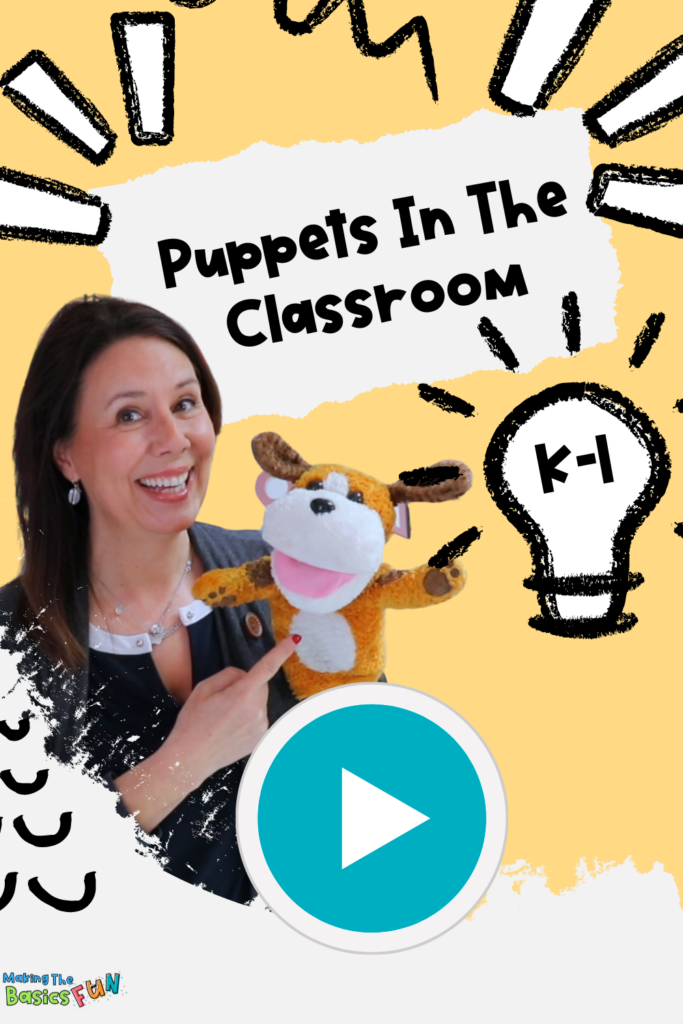 Teacher Angie using Max the dog puppet to teach classroom rules