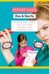 young girl looking at report card with "f"s Report Card Dos & Don'ts