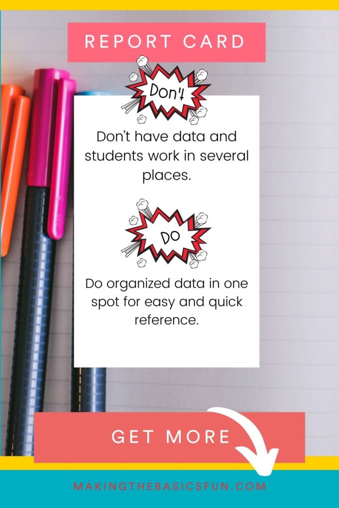 highlighter pins on notebook paper - report card do's and don'ts