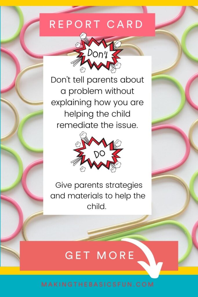 large paper clip pattern Report Card dos and don'ts