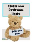 Large teddy bear holding with a sign around his neck saying "Bathroom Bear" used for teaching bathroom routinesing